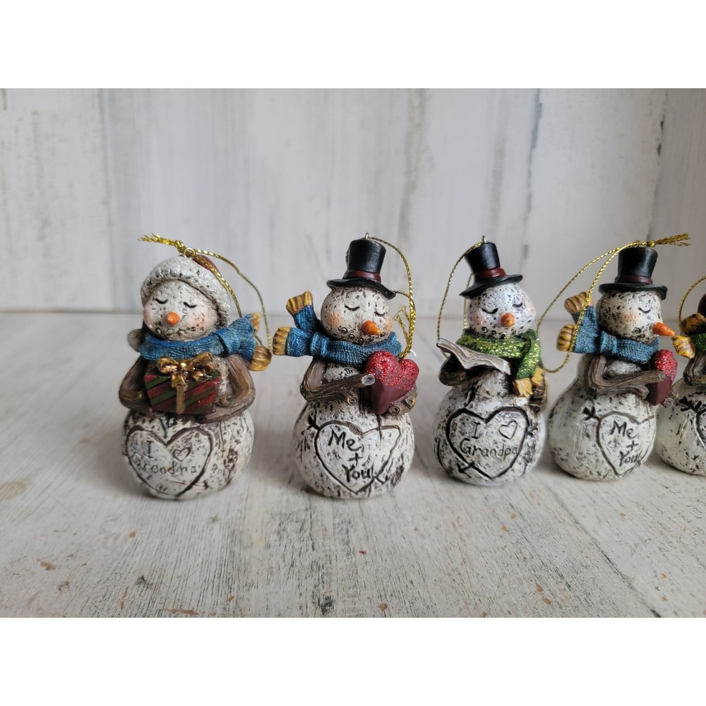 Snowman rustic I heart grandma grandpa you me‎ ornament Xmas set - Picture 3 of 9